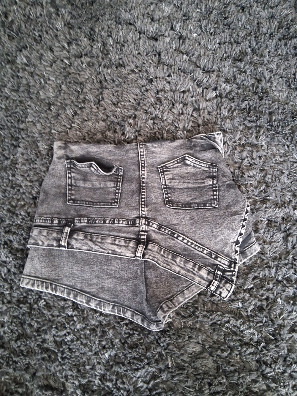 High-Rise Acid Wash Denim Jean Shorts - Gray